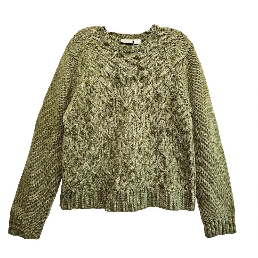 FieldGear Women's Sage Green Wool Sweater Large Textured Weave Pattern Australia